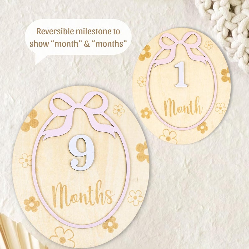 HONOCOOLS Store Baby Monthly Milestone Cards - Acrylic Monthly Milestone Discs - Newborn Photography Props to Document Your Baby´s Growth - Baby Announcement Sign (B09) - Image 2